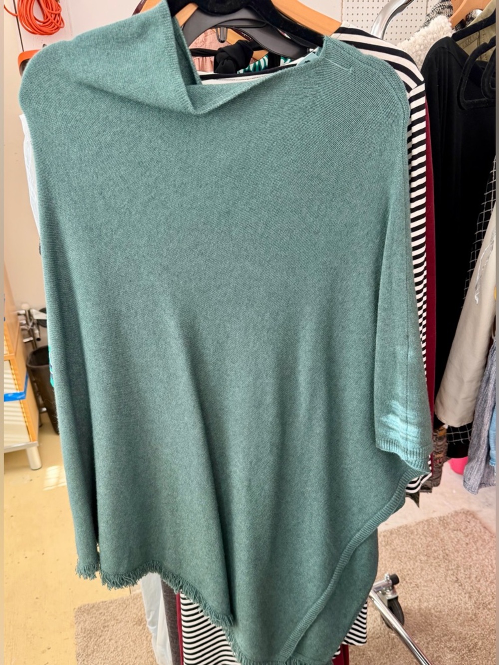 CHARLIE B Teal Green Knit Poncho